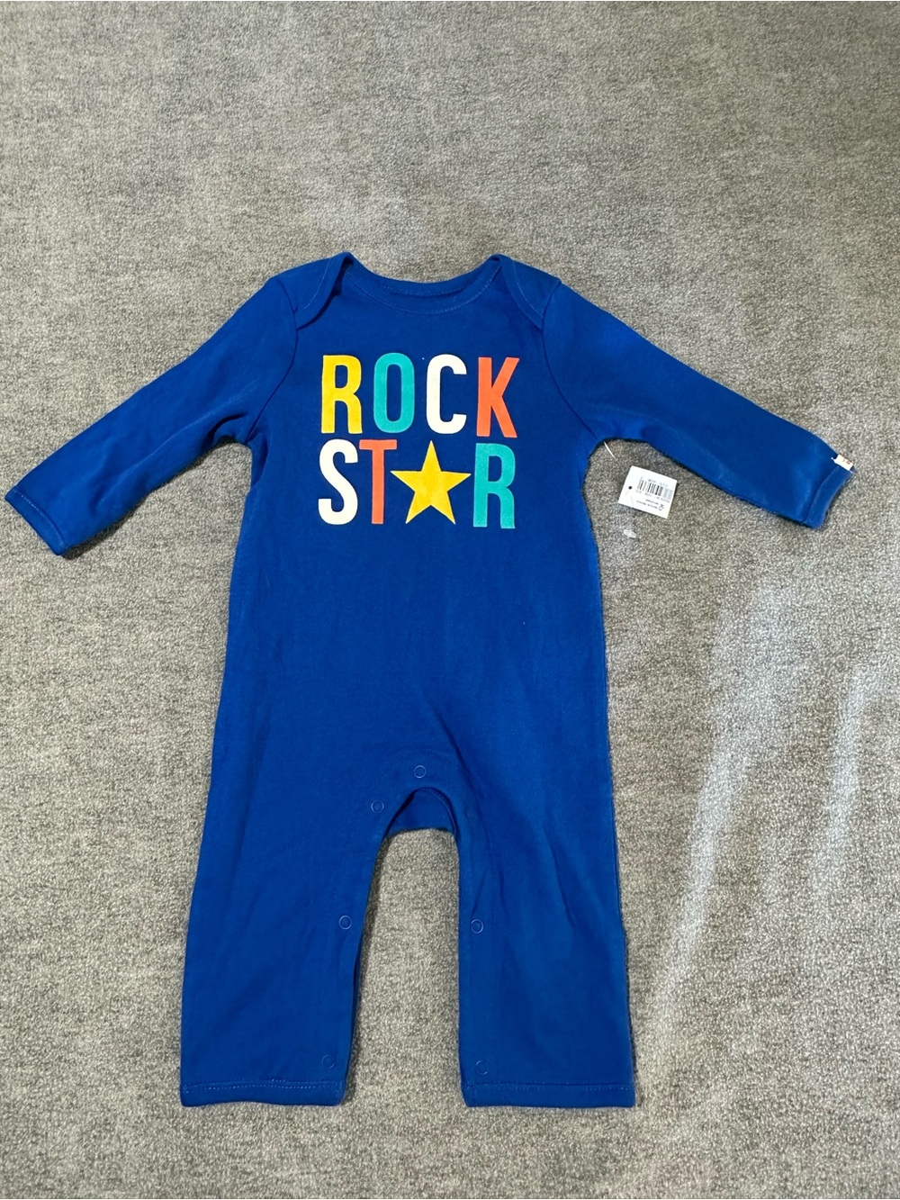 Old Navy Blue 'Rock Star' Long-Sleeve Footie with Colorful Lettering